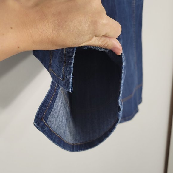 Semplice Blue High Rise Cropped Wide Leg Jeans Ankle Length Cut Pockets Size 8 - Picture 3 of 14